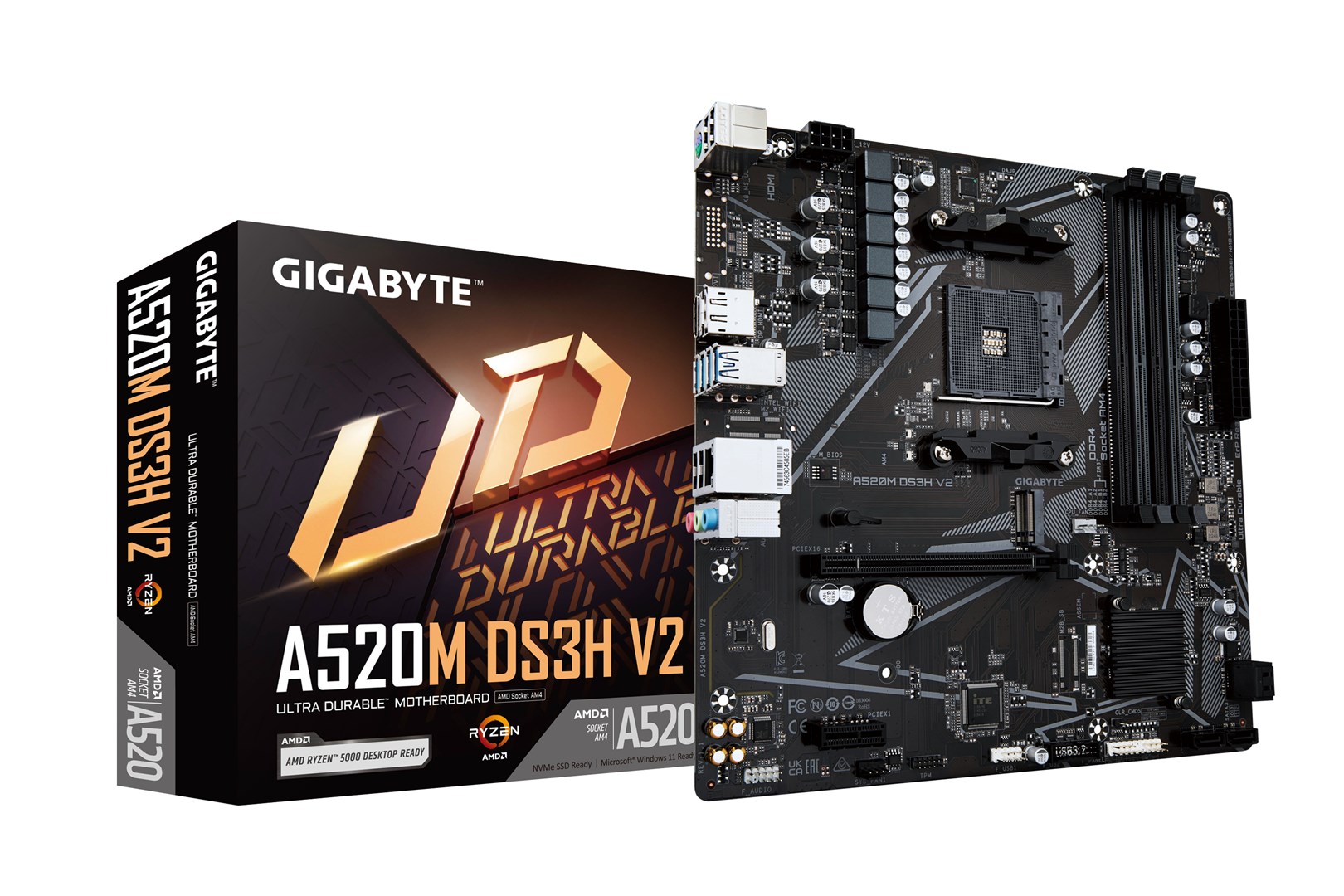 GIGABYTE A520M DS3H V2 moederbord Socket AM4 micro ATX