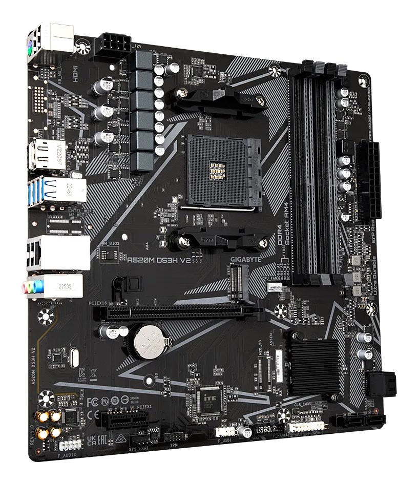 GIGABYTE A520M DS3H V2 moederbord Socket AM4 micro ATX