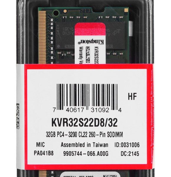 Kingston Technology ValueRAM KVR32S22D8/32 geheugenmodule 32 GB 1 x 32 GB DDR4 3200 MHz