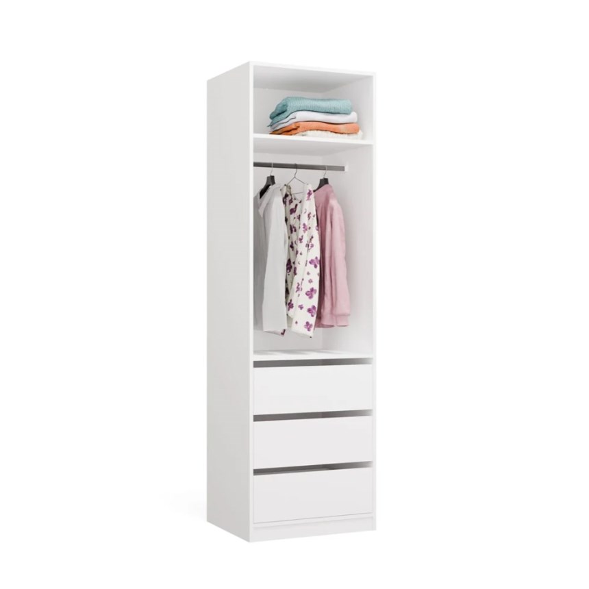Kledingkast OPENO 1W1P3S WIT Modulaire kast met kledingstang en 3 lades