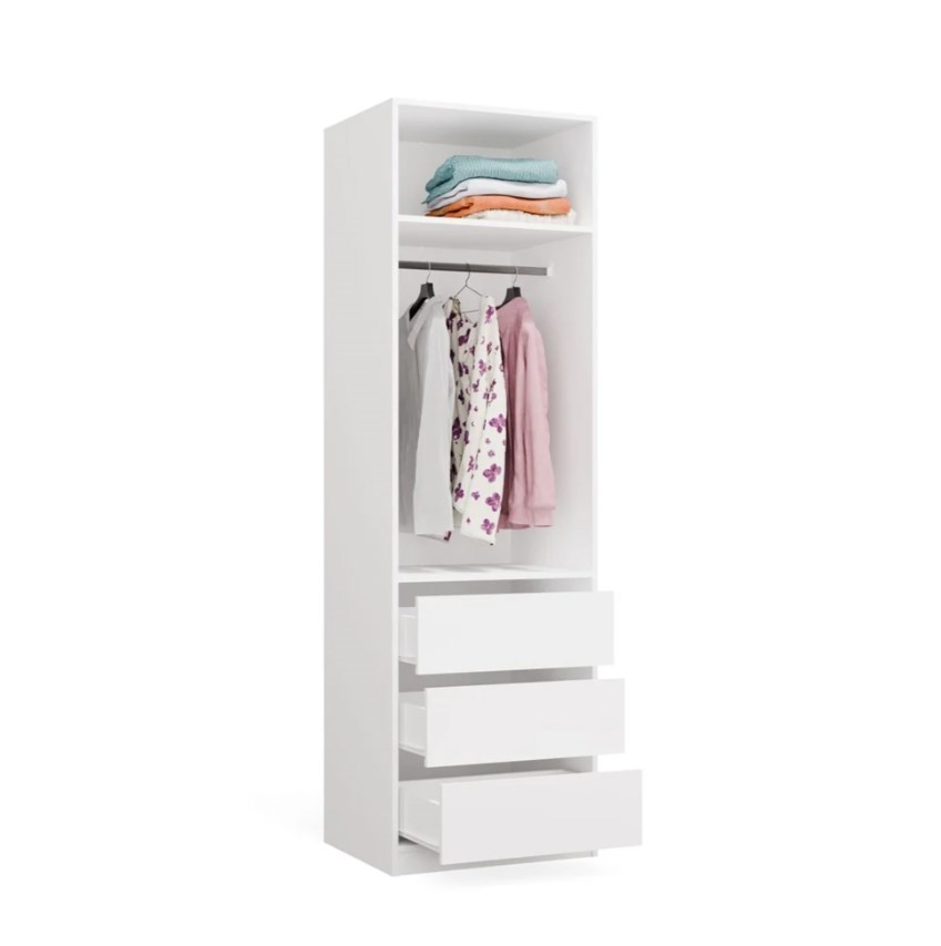 Kledingkast OPENO 1W1P3S WIT Modulaire kast met kledingstang en 3 lades