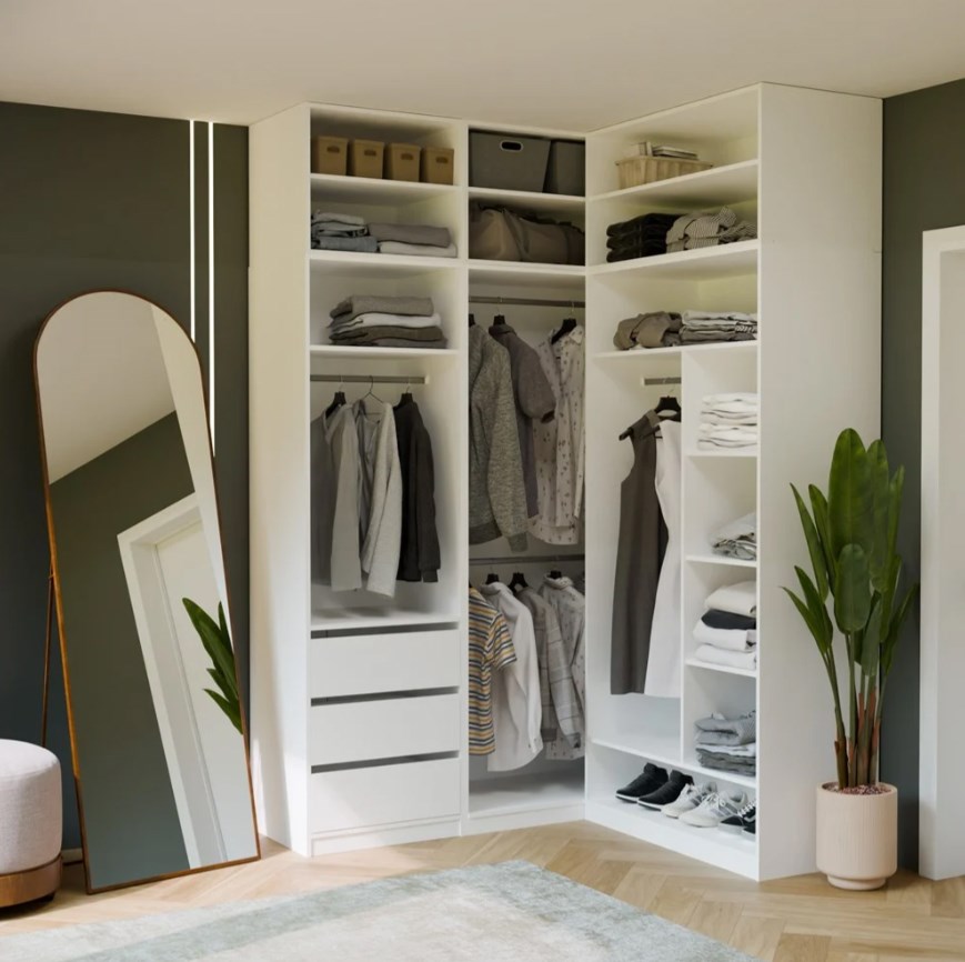 Kledingkast OPENO 1W1P3S WIT Modulaire kast met kledingstang en 3 lades