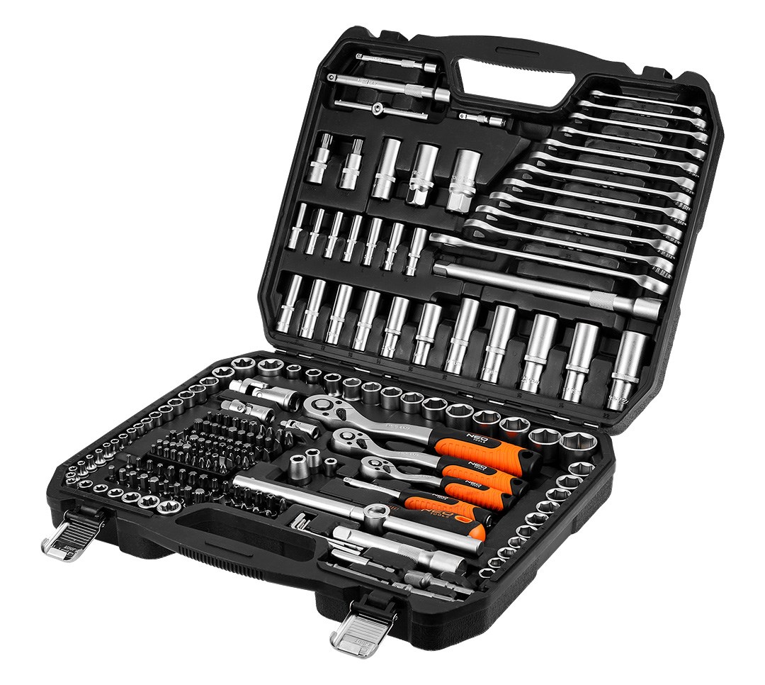 NEO TOOLS doppenset 1/2", 1/3", 220-delig, satijn