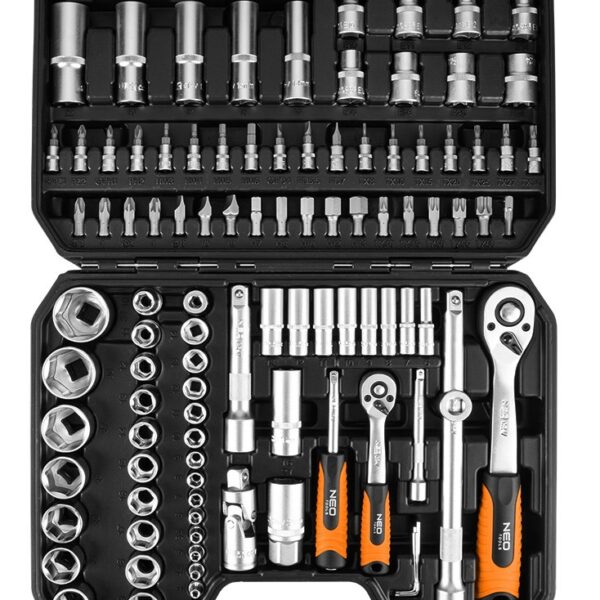 NEO TOOLS doppenset 1/2", 1/4", 110-delig, satijn 10-211