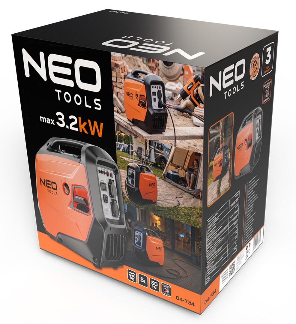 NEO TOOLS invertergenerator 3200 W, oranje/zwart