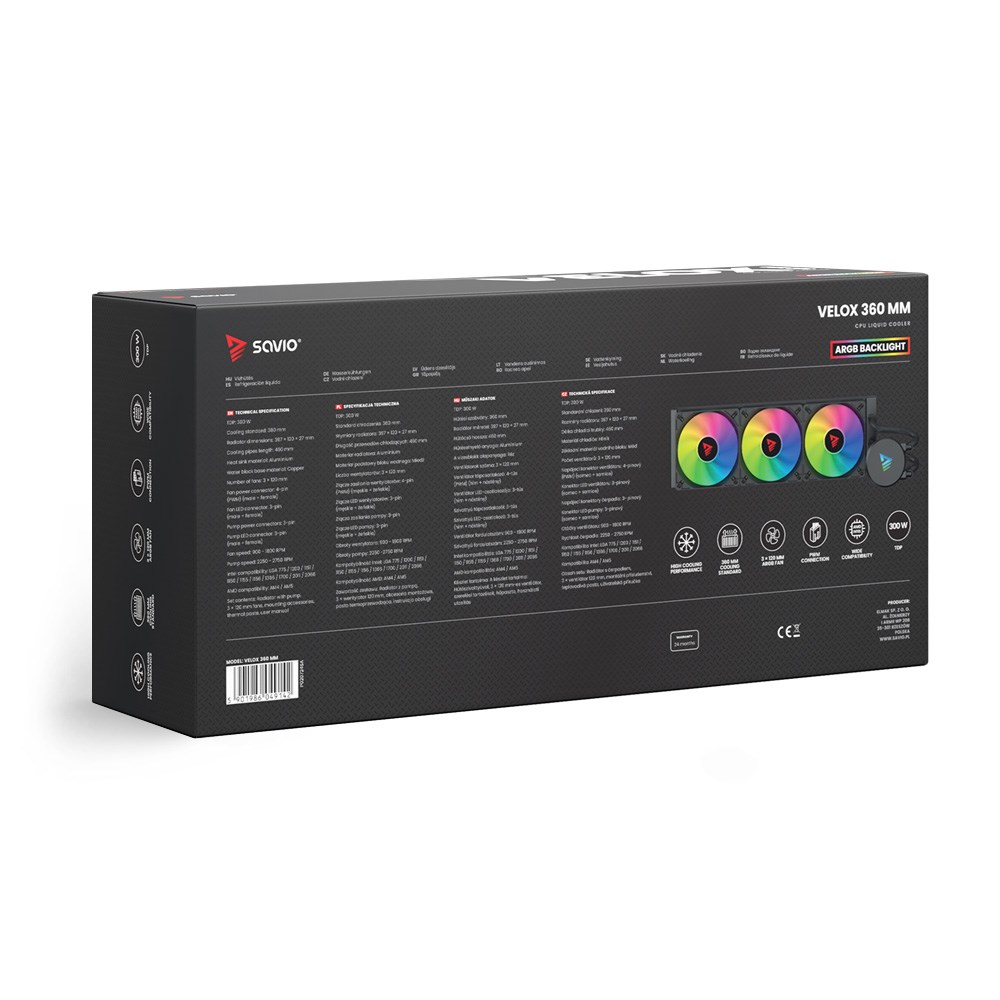 SAVIO VELOX 360mm Vloeistofkoeling voor CPU met ARGB