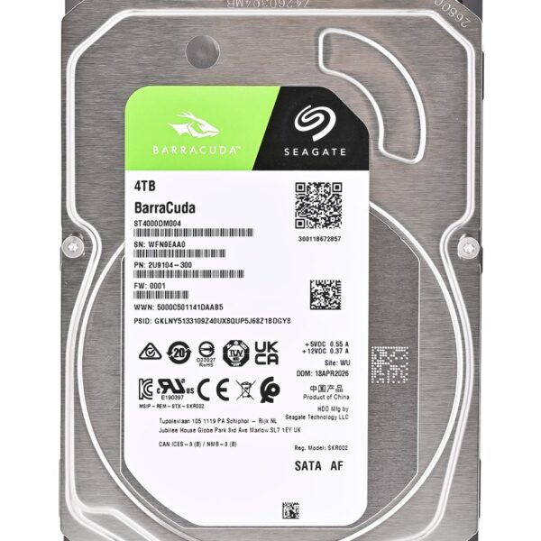 Seagate Barracuda ST4000DM004 interne harde schijf 4 TB 5400 RPM 256 MB 3.5" SATA III