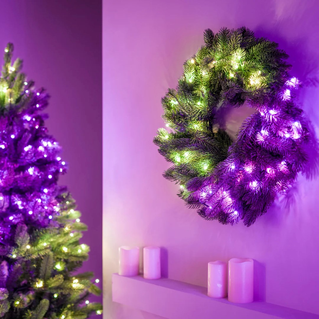 Twinkly voorverlichte krans 50 RGB LED Groene draad Stekker type C