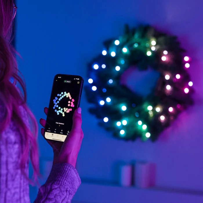 Twinkly voorverlichte krans 50 RGB LED Groene draad Stekker type C