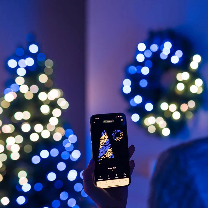 Twinkly voorverlichte krans 50 RGB LED Groene draad Stekker type C