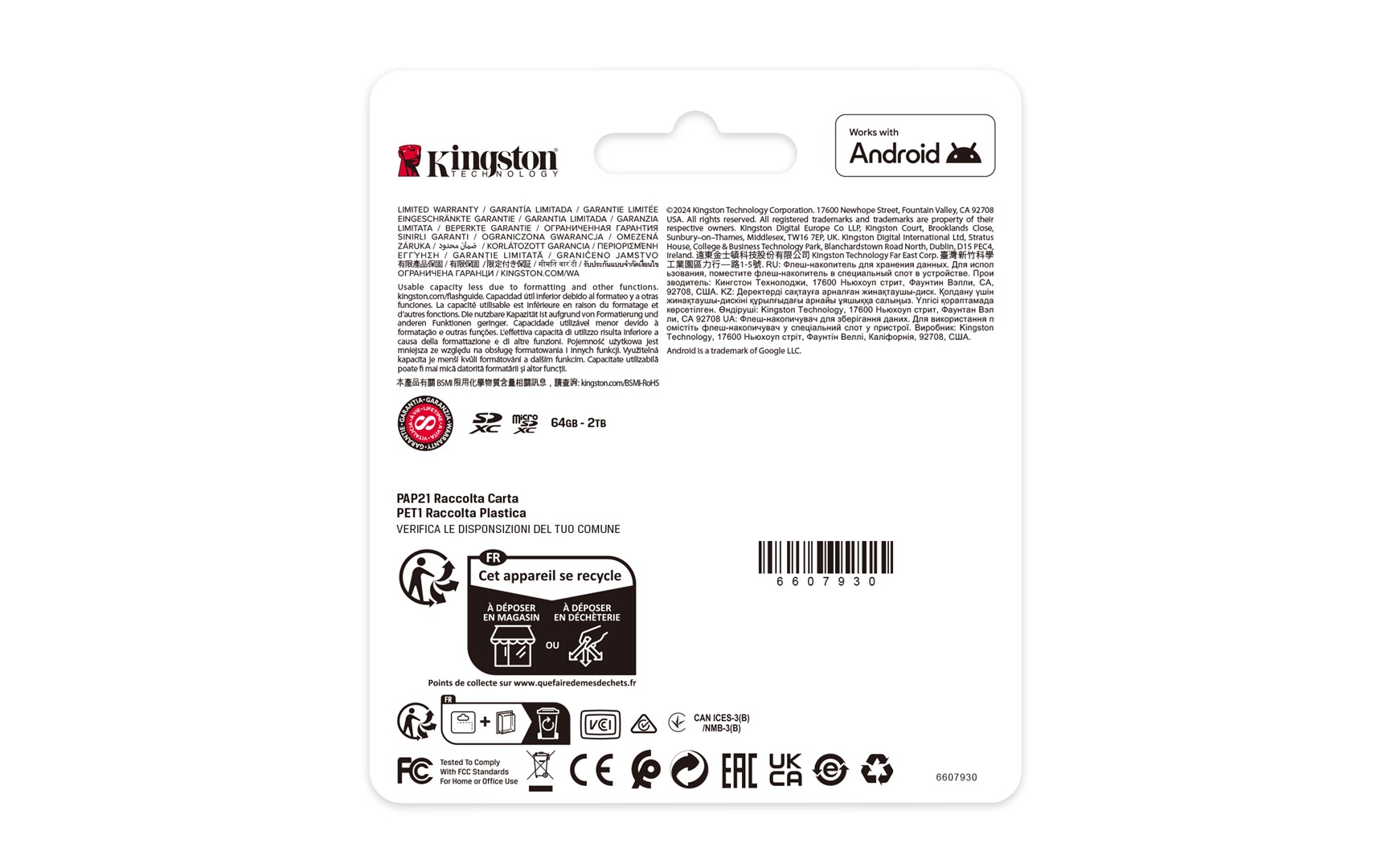 Kingston Technology 512GB microSDXC Canvas Select Plus Gen3 150MB/s A1 kaart + adapter