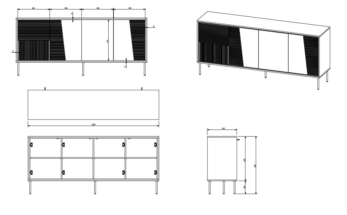 4D ABI ladekast 200x45x88 mat wit