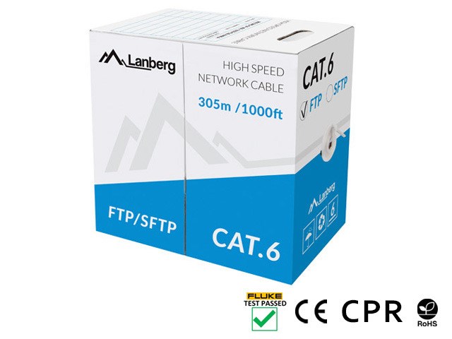 LANBERG FTP KABEL CAT.6 305M CU DRAAD GRIJS