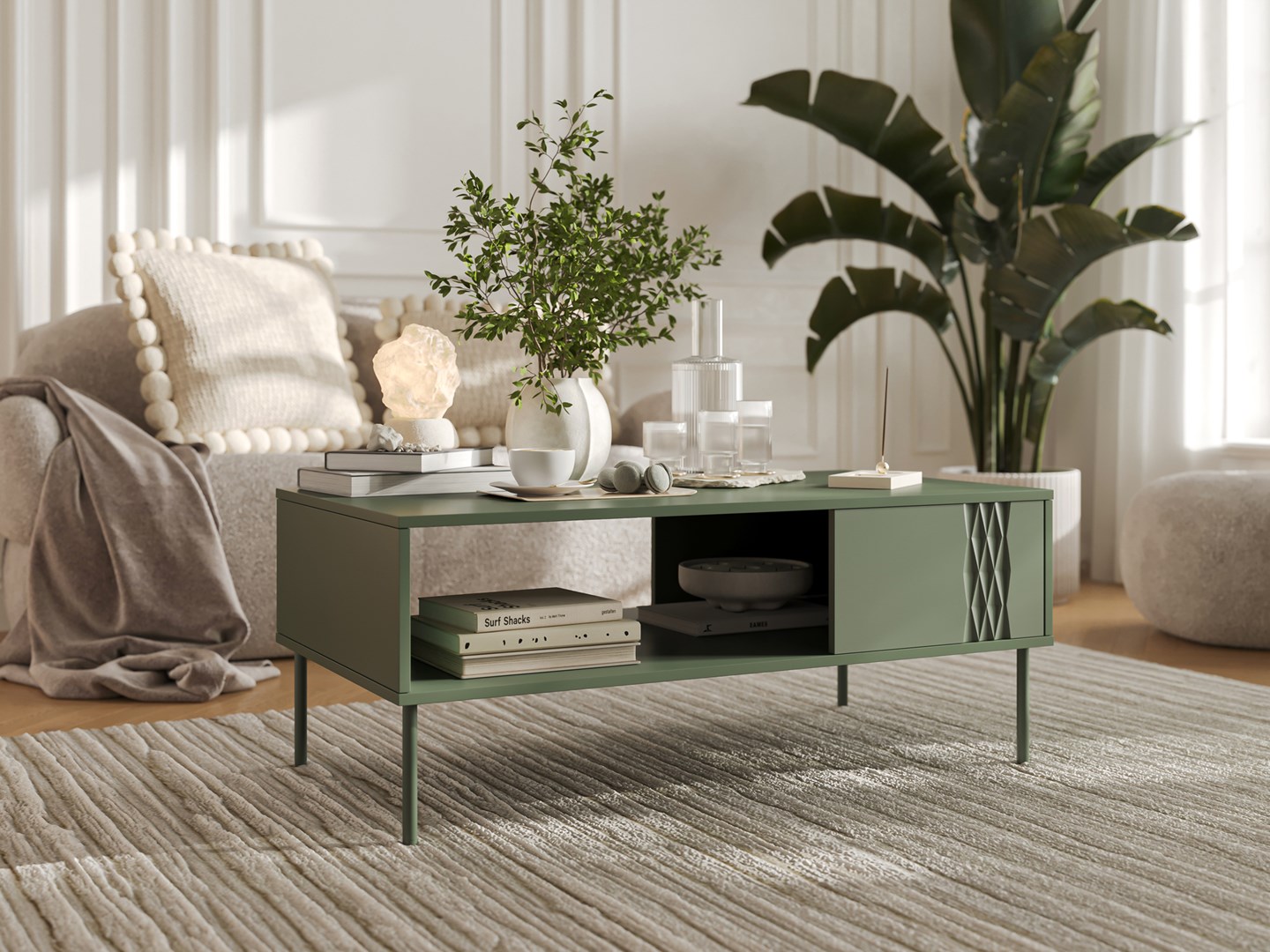 Cama TRESSE bank/tafel 110x60x40 matgroen