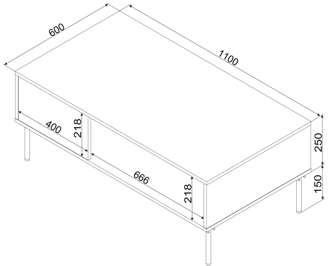 Cama TRESSE bank/tafel 110x60x40 matgroen