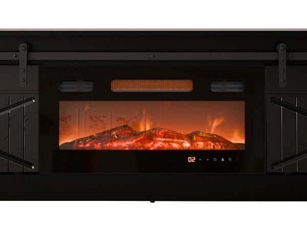 RTV GRANERO + openhaardkast 200x56,7x35 zwart/zwart glans