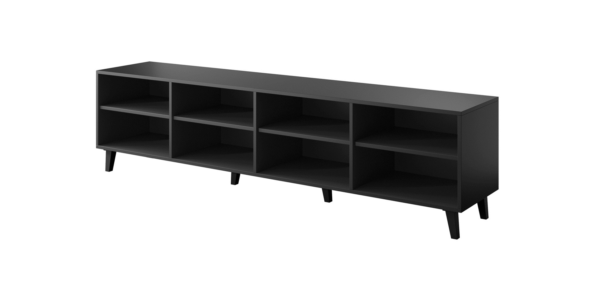RTV kast ETNA 200x42x52 zwart mat + eiken ambachtelijk