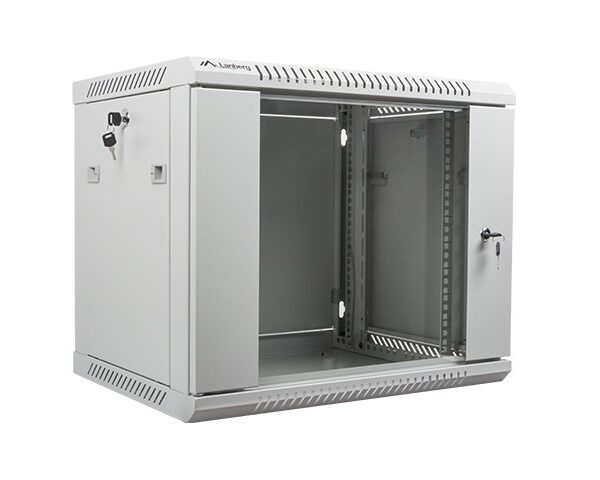 Lanberg 19'' 9U wandgemonteerde installatiekast 600x450mm grijs (glazen deur)