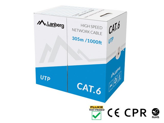 LANBERG CAT.6 UTP KABEL 305M CU DRAAD GRIJS