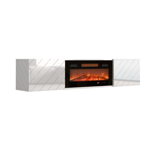 RTV LUXE kast 182,6x34,5x37,5 wit/glans wit + zwarte schouw