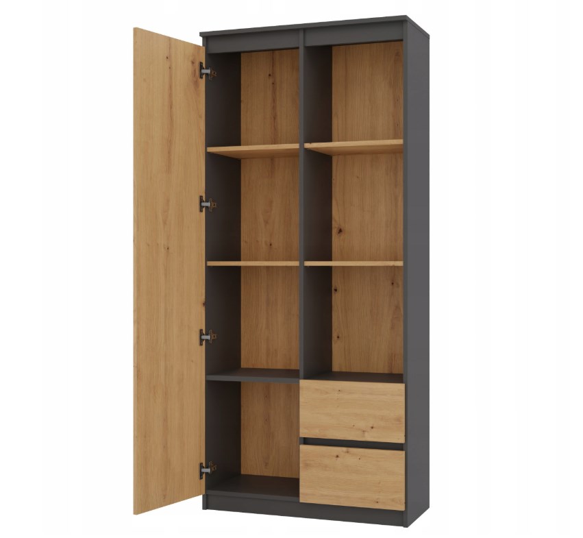 Topeshop RS-80 BILY ANTHRACITE/OAK ARTISAN kantoorkast