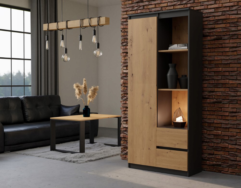 Topeshop RS-80 BILY ANTHRACITE/OAK ARTISAN kantoorkast