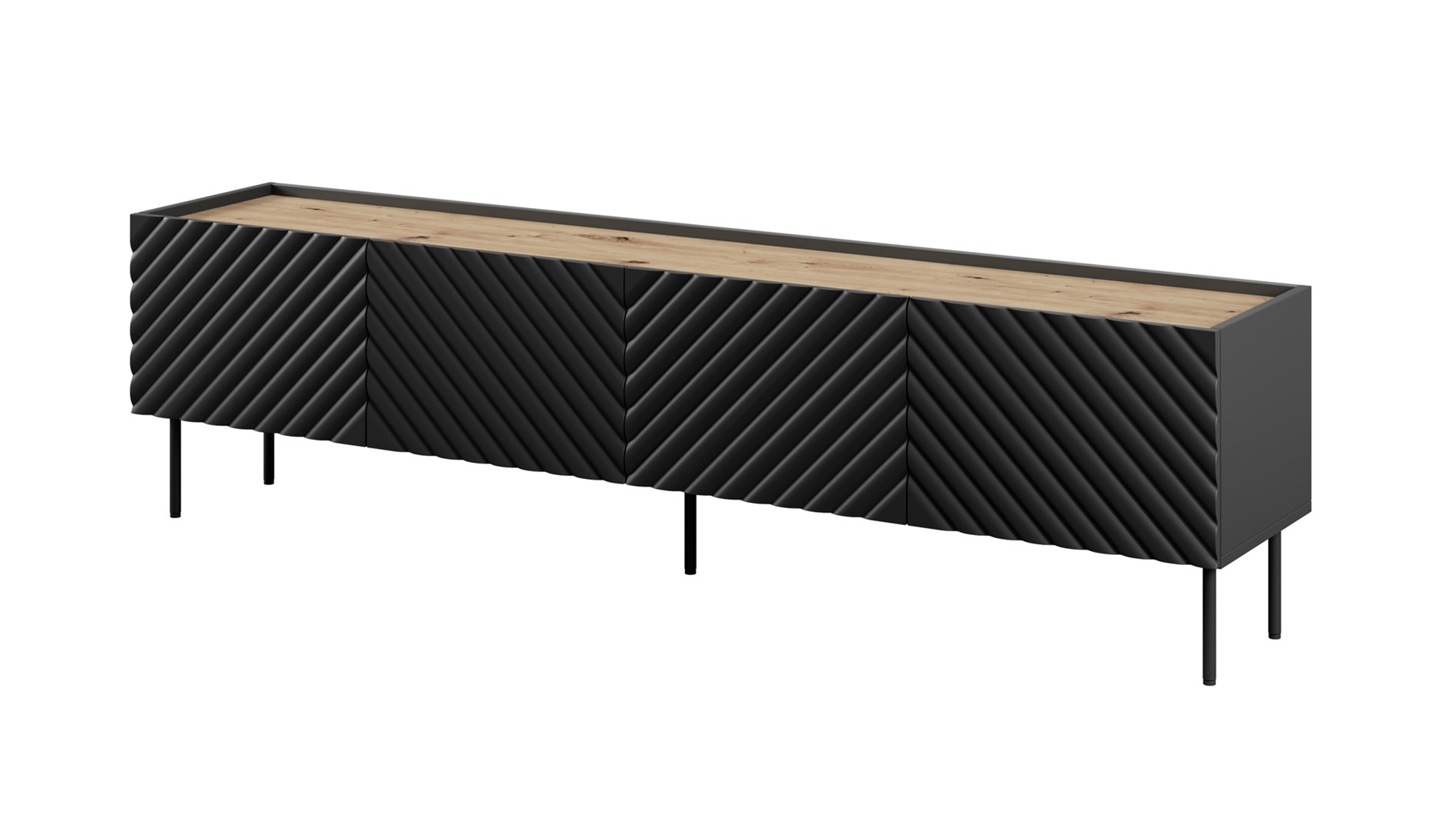 4D RTV-kast ONDA 200x40x35-54 zwart (staand of aan de muur)