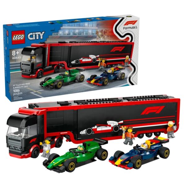 LEGO CITY 60445 F1 - Truck met RB20 & AMR24 F1-auto's