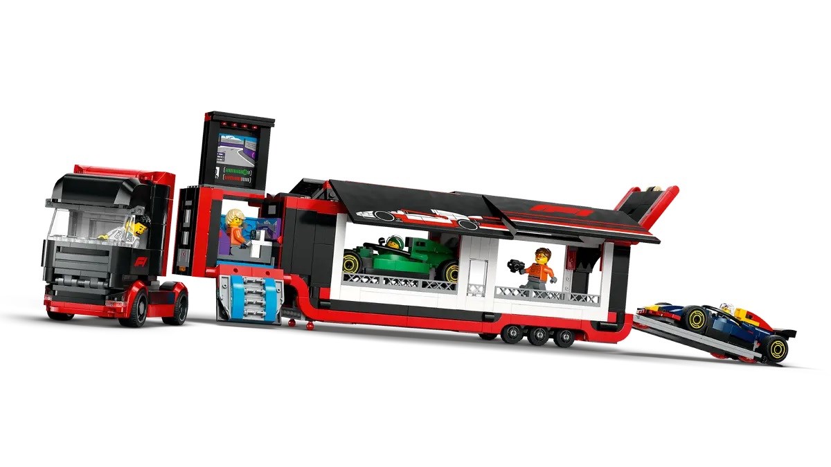 LEGO CITY 60445 F1 - Truck met RB20 & AMR24 F1-auto's