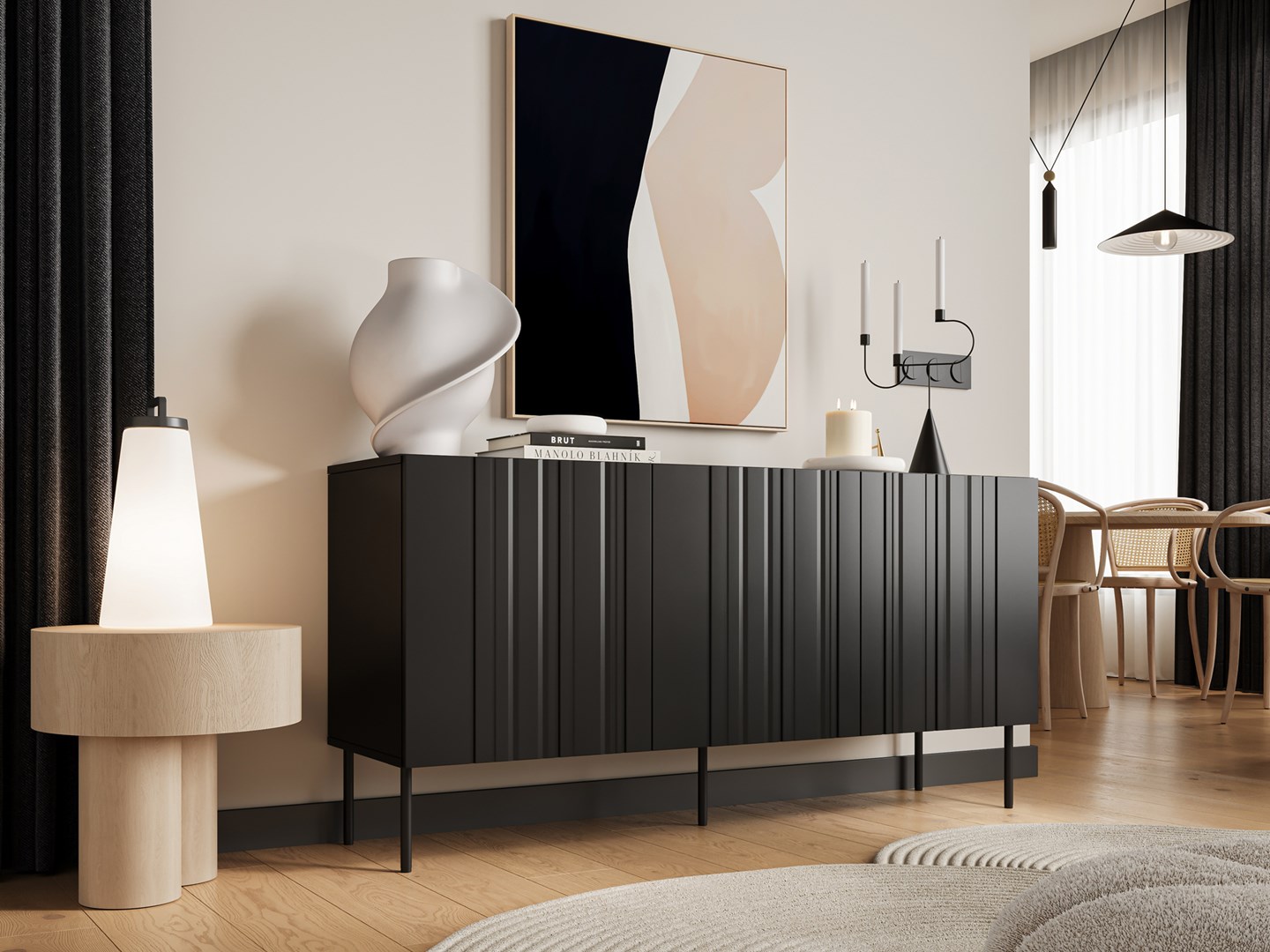 Cama Commode ISLA 150,5x40x75 matzwart