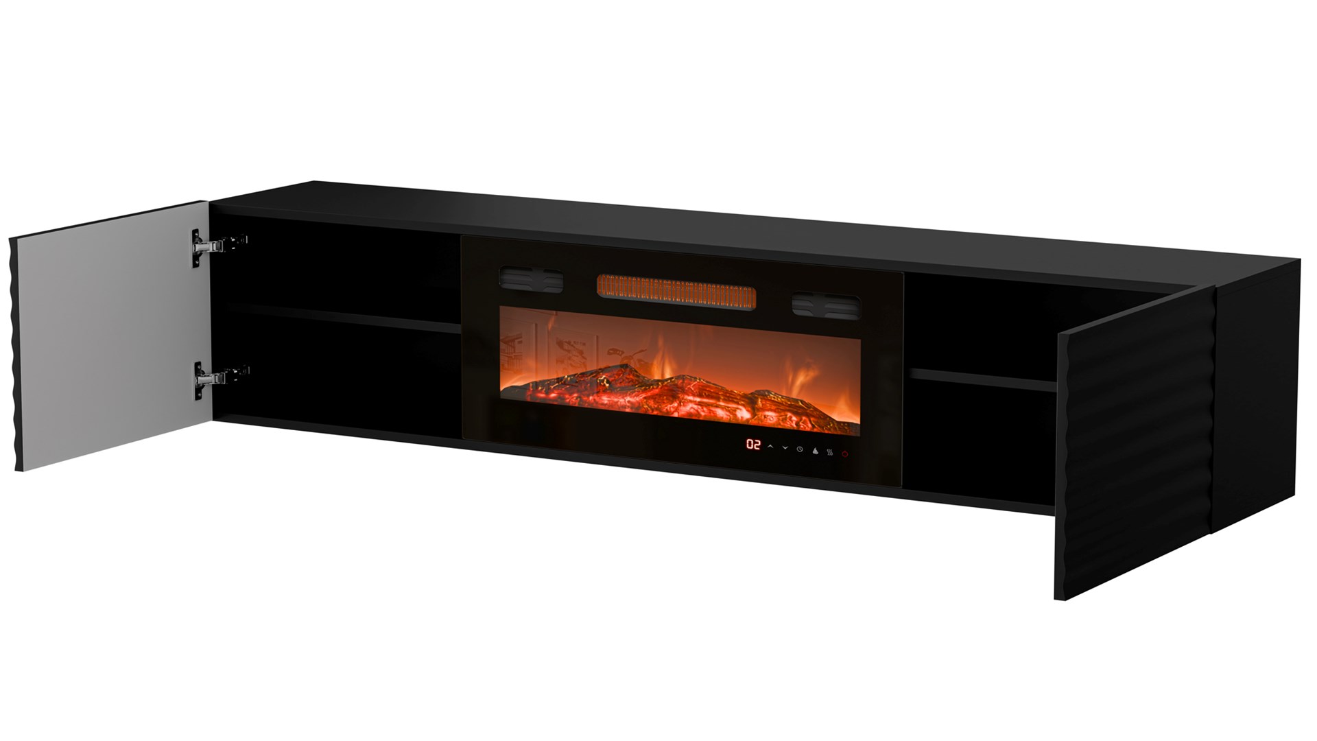 Cama RTV kast TULA 183x35x37 zwart mat + zwarte schouw