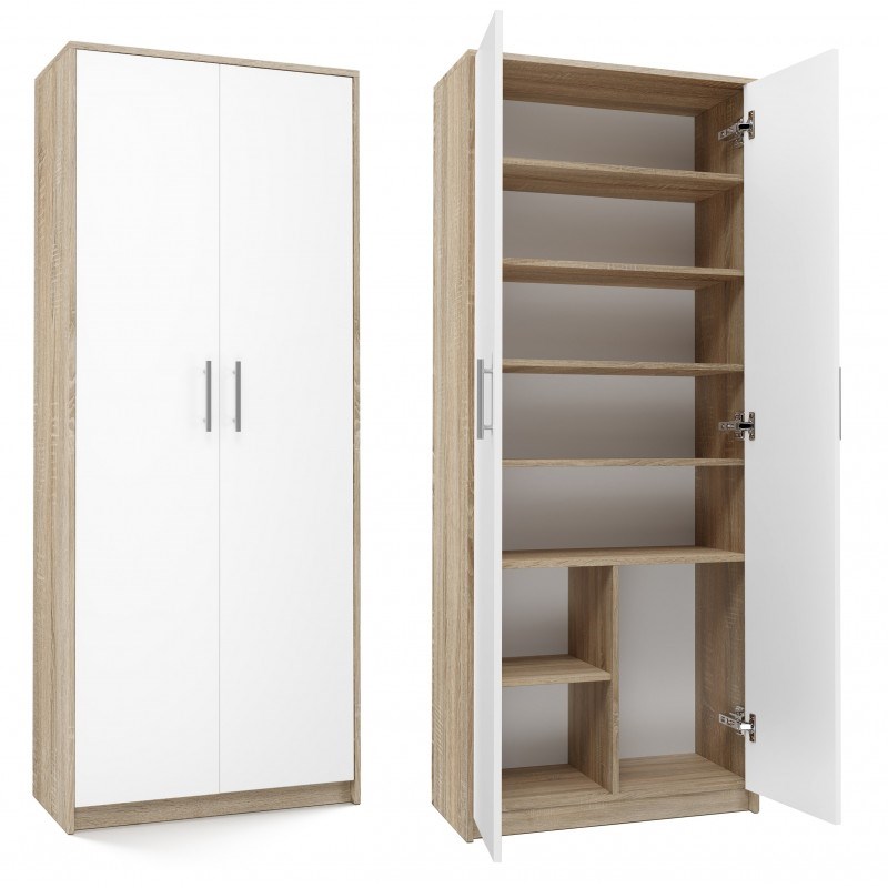 Ordner OLIV 2D 74x35x180 cm, Sonoma/Wit