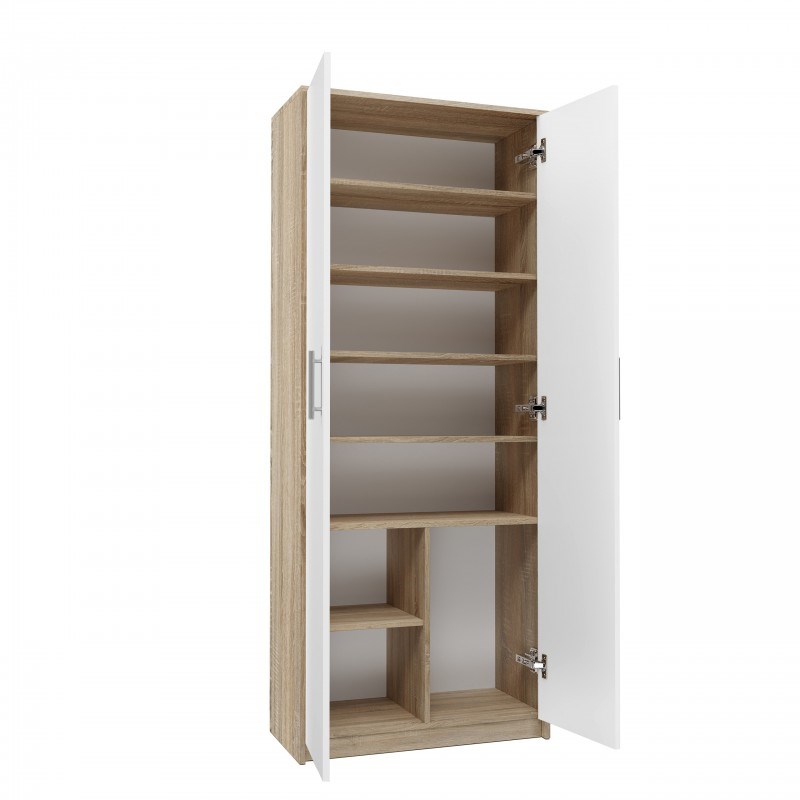 Ordner OLIV 2D 74x35x180 cm, Sonoma/Wit