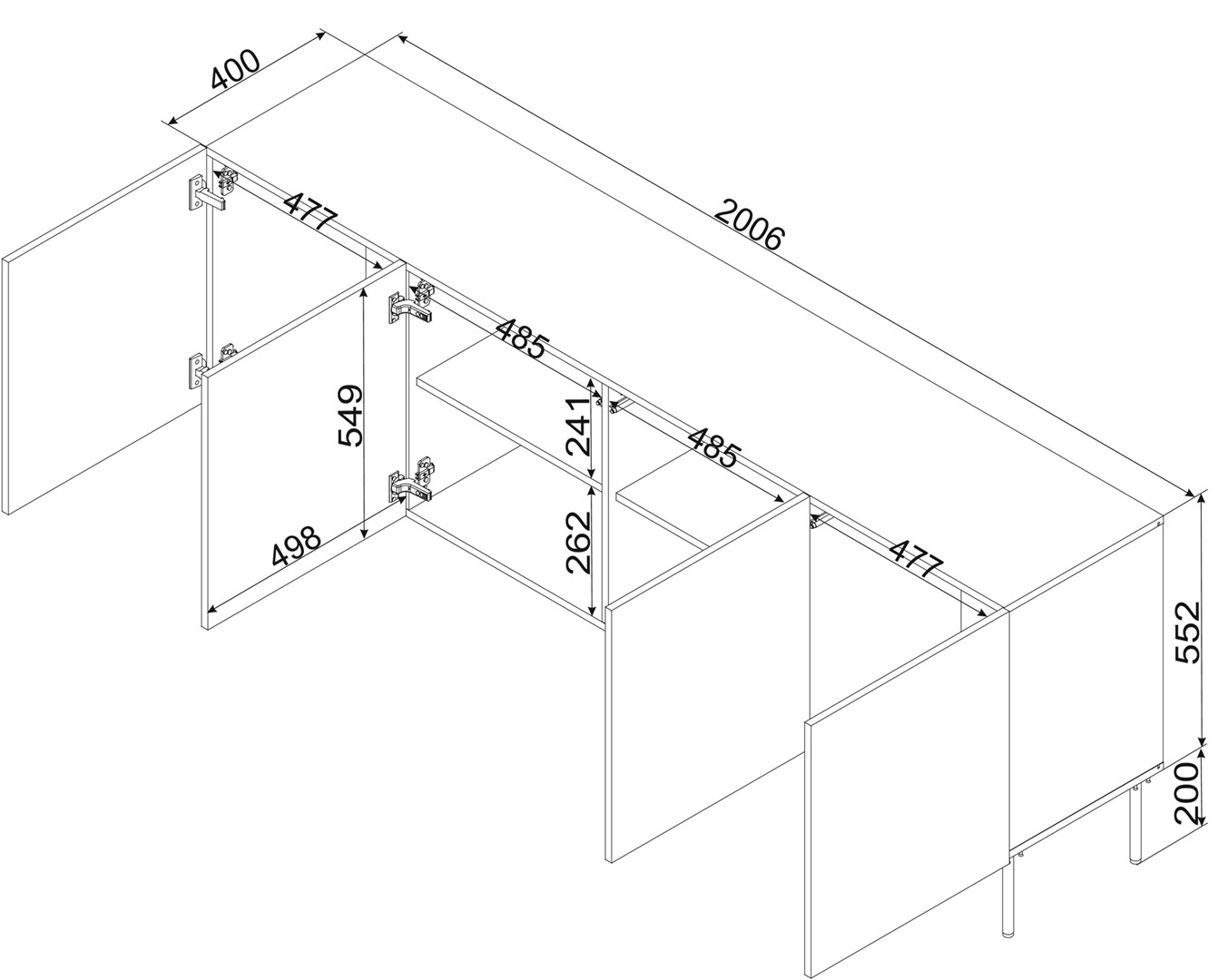 Cama Commode ISLA 200x40x75 matzwart