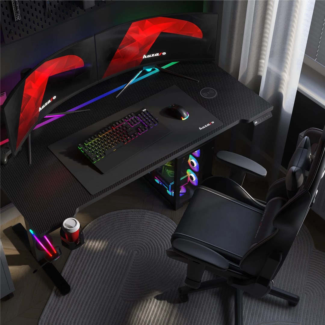 Huzaro Hero 8.7 RGB elektrisch gamingbureau, zwart