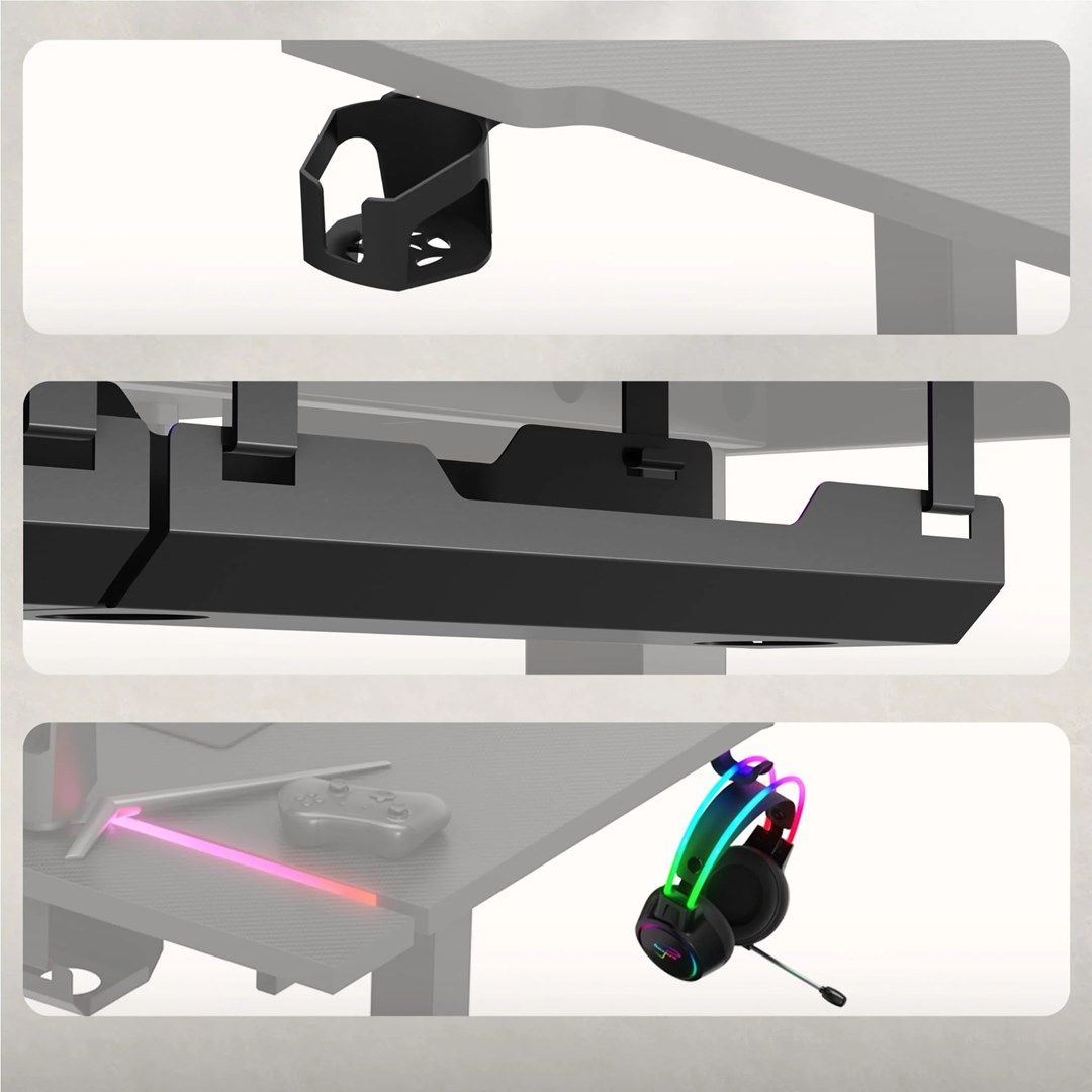 Huzaro Hero 8.7 RGB elektrisch gamingbureau, zwart