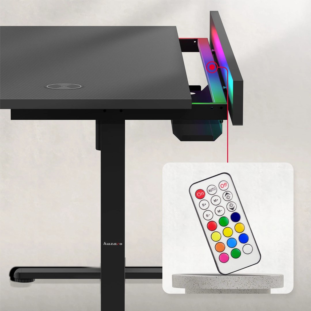 Huzaro Hero 8.7 RGB elektrisch gamingbureau, zwart