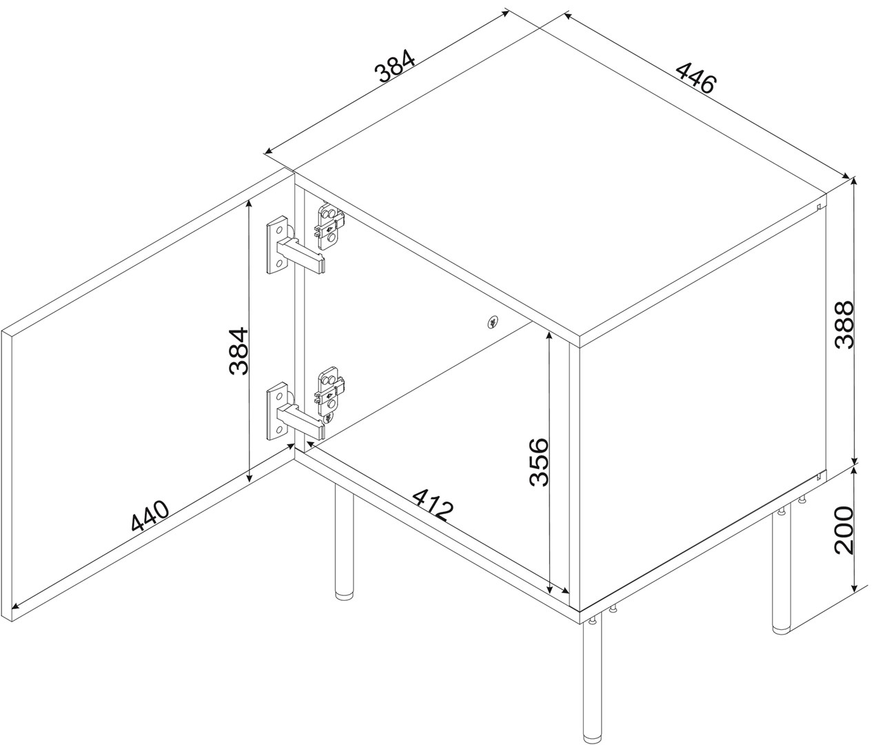 Nachtkastje 2 st PALAZZO BIS 45x39xH59 wit mat