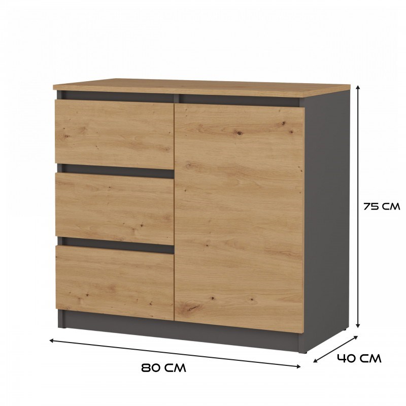 Topeshop 1D3S ANT/ART BA KPL ladenkast