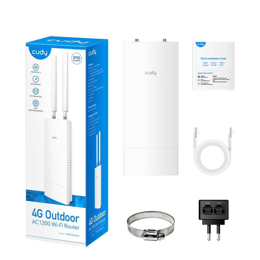 Cudy LT500 draadloze router Fast Ethernet Dual-band (2.4 GHz / 5 GHz) 4G Wit
