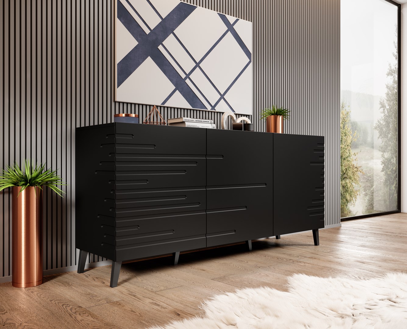 Nova ladekast 155x40x72 Zwart Mat