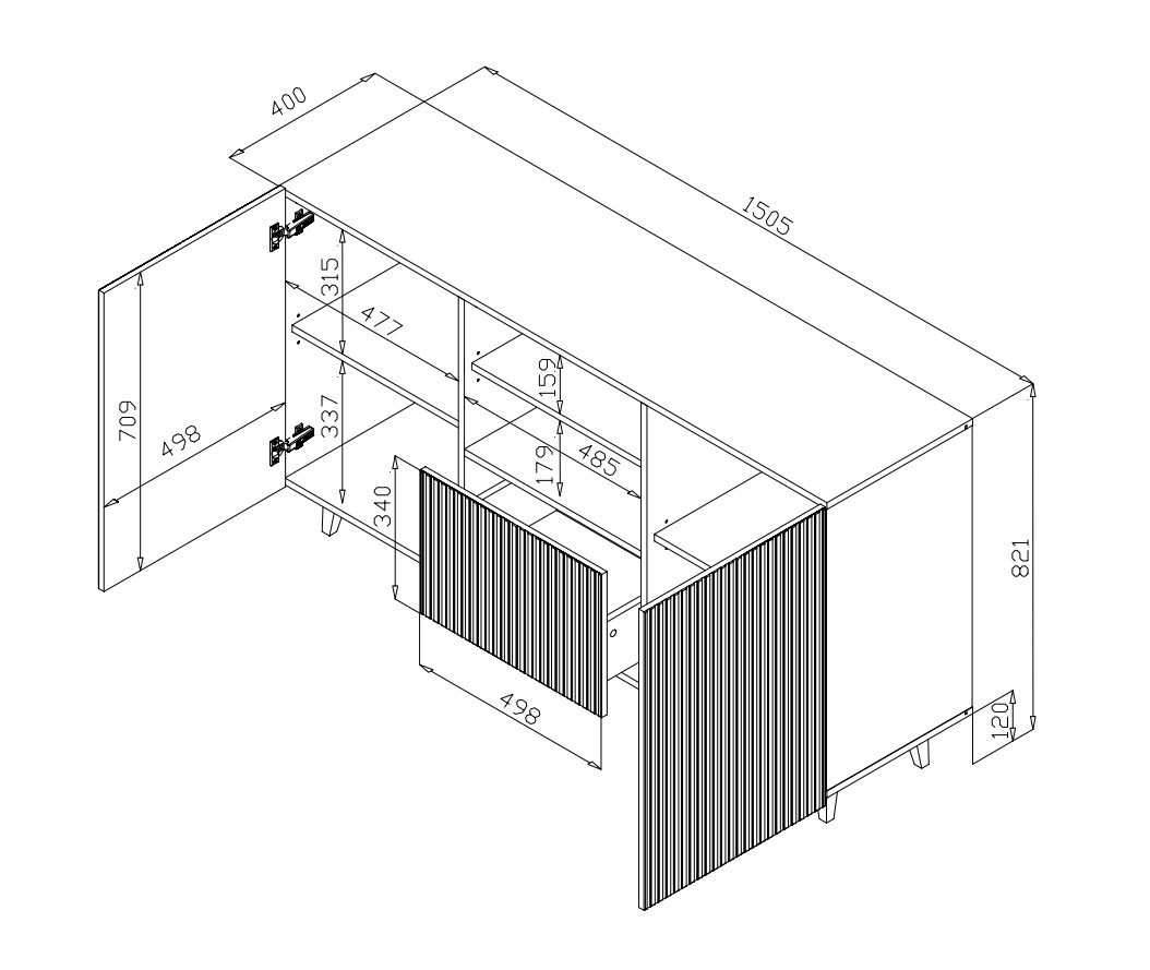 Cama Commode PAFOS 150x42x82 Zwart mat