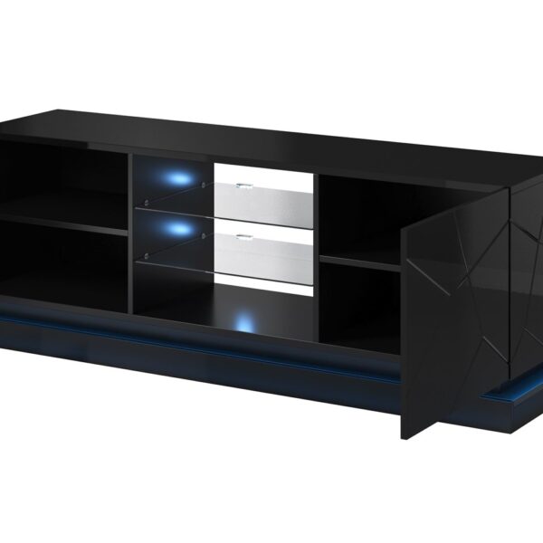 Cama QIU 160 CZARNY TV meubel & entertainment center 4 schappen