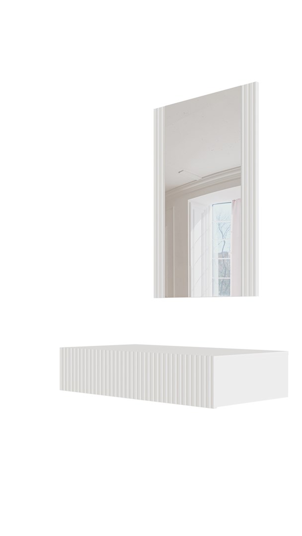 Kaptafel met spiegel PAFOS 80x41,6x100 wit mat
