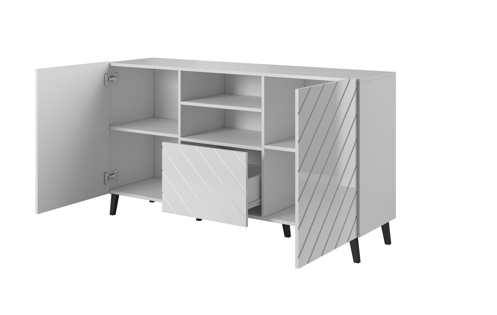 ABETO ladekast 150x42x82 wit glanzend