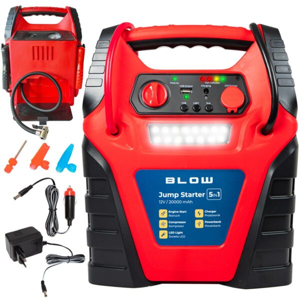 Jumpstarter, compressor, gelijkrichter 5-in-1