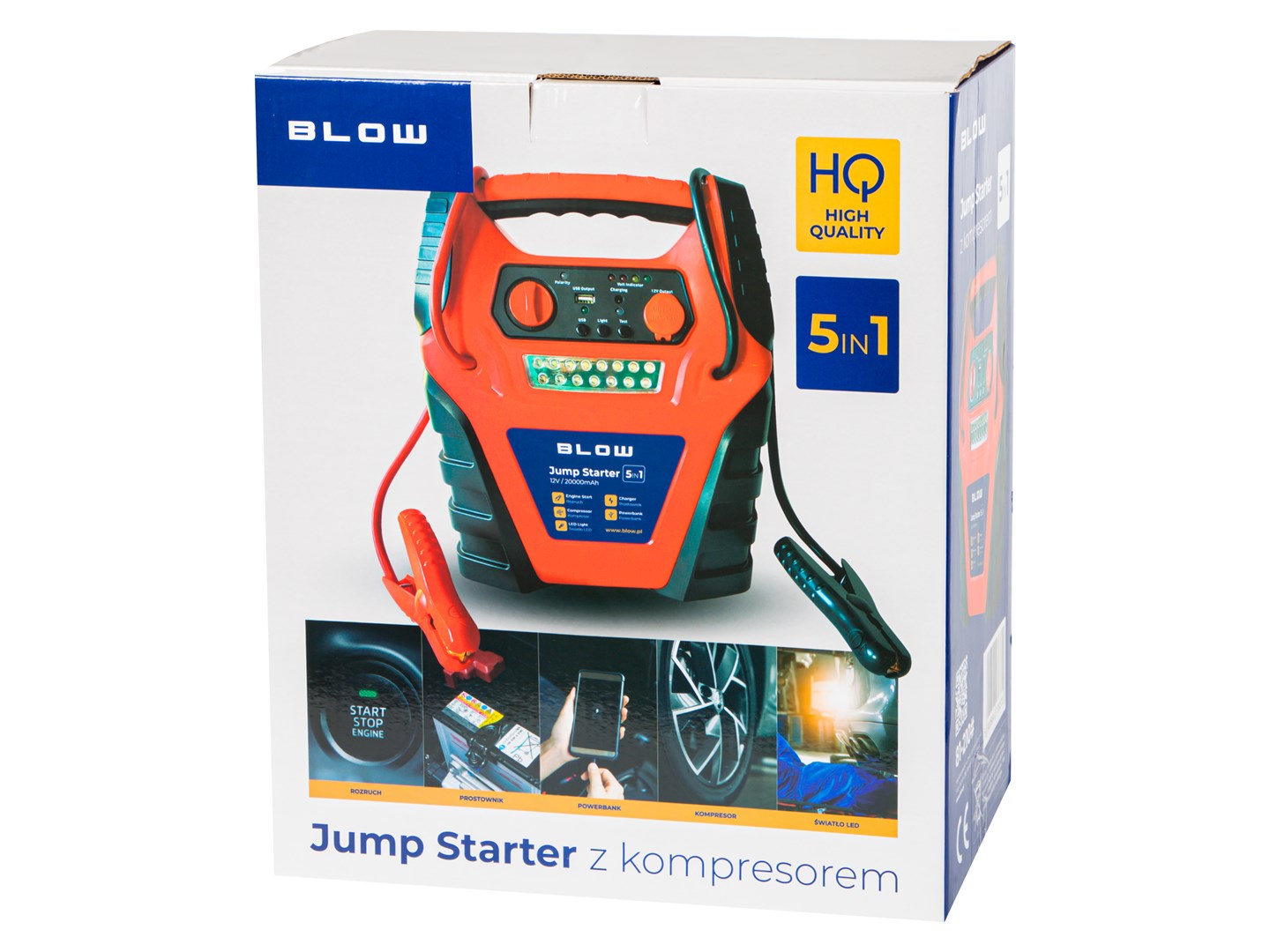 Jumpstarter, compressor, gelijkrichter 5-in-1