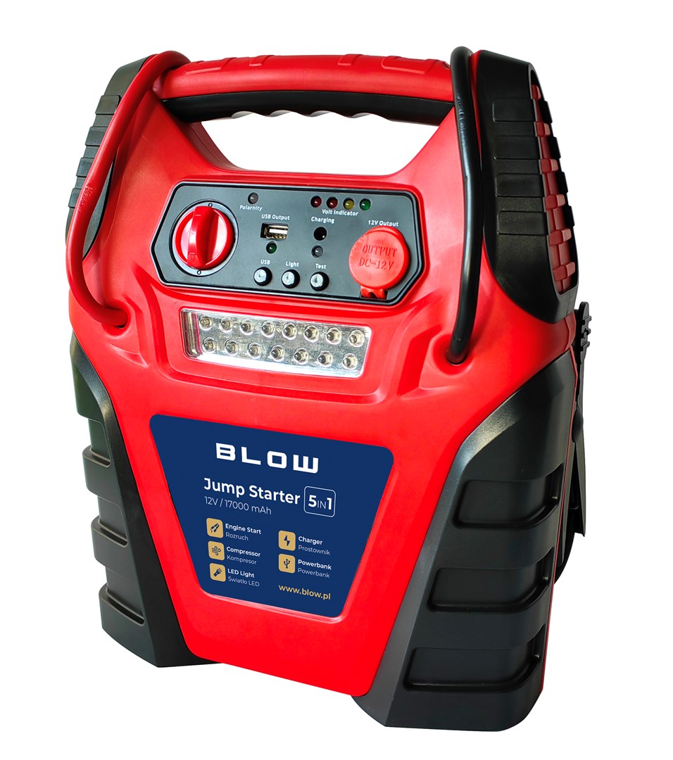 Jumpstarter, compressor, gelijkrichter 5-in-1