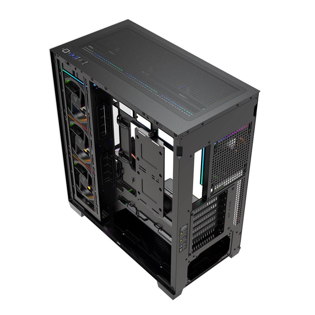 MODECOM computerkast VOLCANO STELLAR PLUS ARGB MIDI 8F Zwart