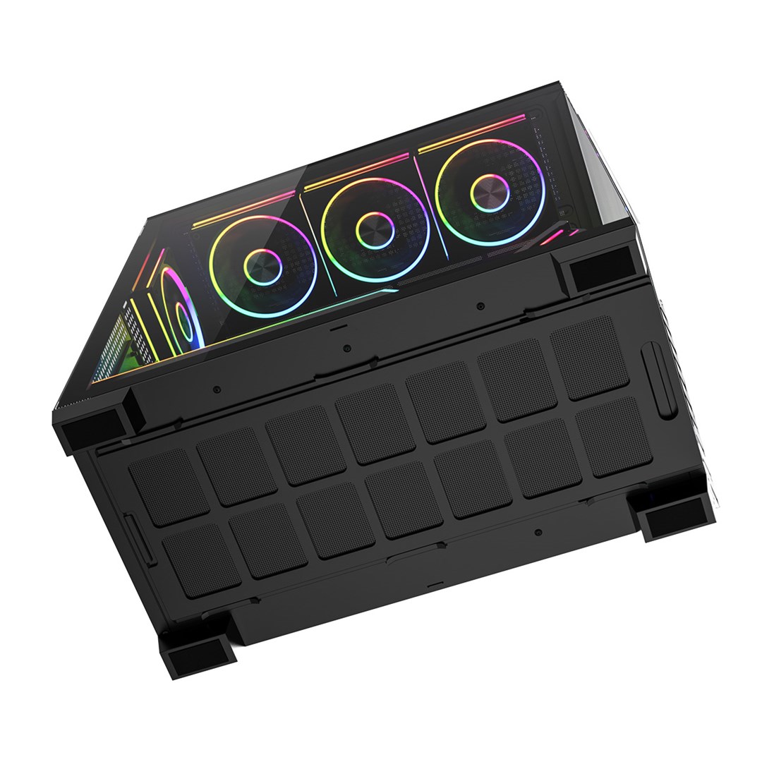 MODECOM computerkast VOLCANO STELLAR PLUS ARGB MIDI 8F Zwart